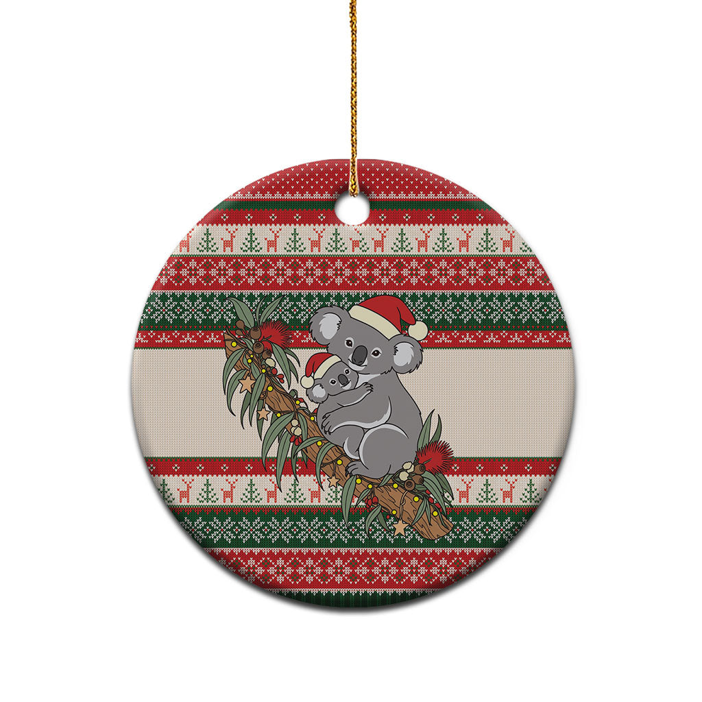 Aussie Koala Mama Christmas Ceramic Ornament Festive Knitted Pattern Inspired