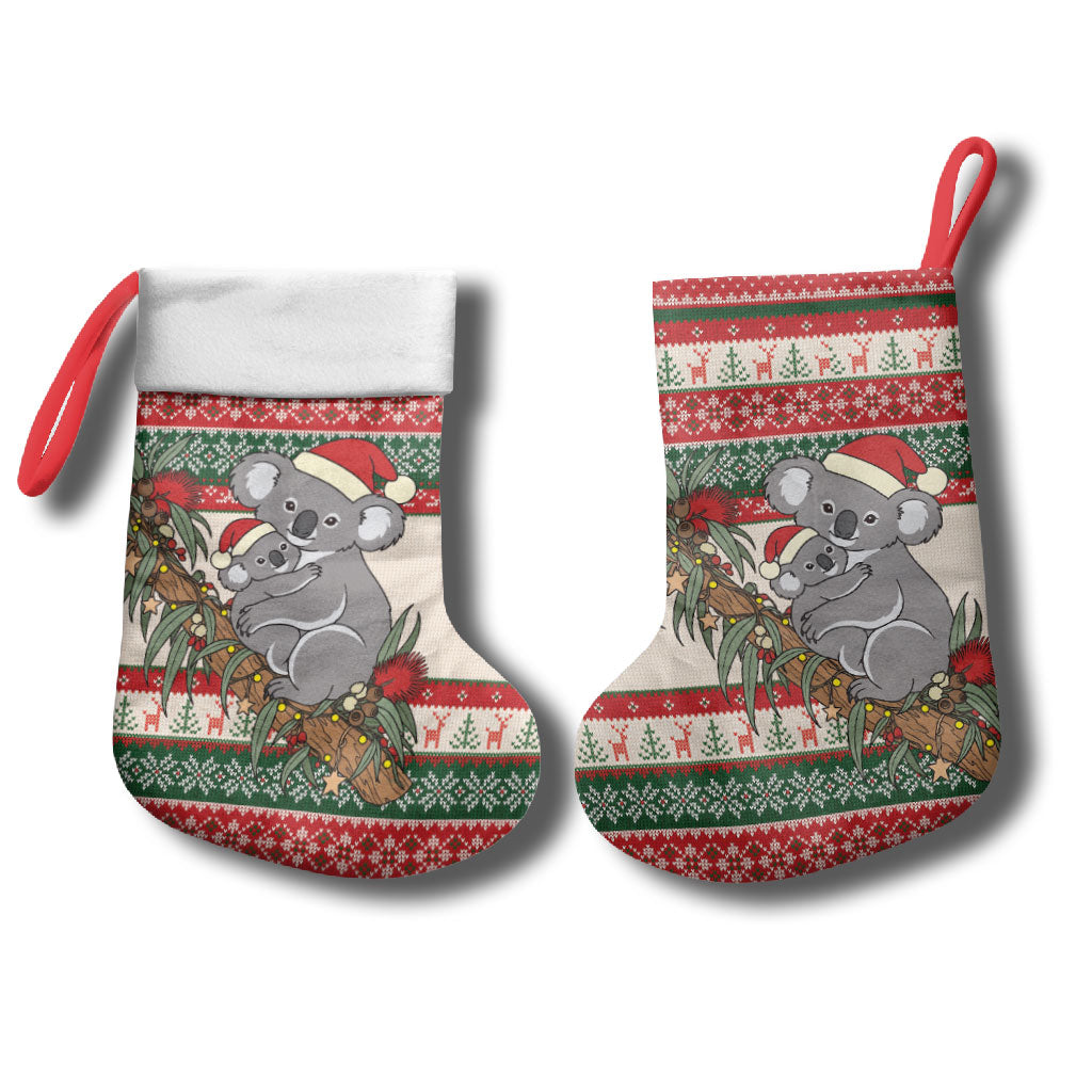 Aussie Koala Mama Christmas Stocking Festive Knitted Pattern Inspired