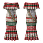 Aussie Koala Mama Christmas Couples Matching Mermaid Dress and Hawaiian Shirt Festive Knitted Pattern Inspired