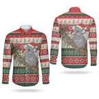 Aussie Koala Mama Christmas Couples Matching Mermaid Dress and Long Sleeve Button Shirt Festive Knitted Pattern Inspired