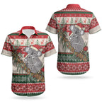 Aussie Koala Mama Christmas Couples Matching Off Shoulder Maxi Dress and Hawaiian Shirt Festive Knitted Pattern Inspired