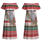 Aussie Koala Mama Christmas Couples Matching Off Shoulder Maxi Dress and Hawaiian Shirt Festive Knitted Pattern Inspired