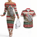 Aussie Koala Mama Christmas Couples Matching Off The Shoulder Long Sleeve Dress and Hawaiian Shirt Festive Knitted Pattern Inspired