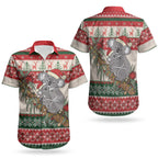 Aussie Koala Mama Christmas Couples Matching Off The Shoulder Long Sleeve Dress and Hawaiian Shirt Festive Knitted Pattern Inspired