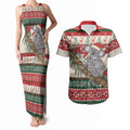 Aussie Koala Mama Christmas Couples Matching Tank Maxi Dress and Hawaiian Shirt Festive Knitted Pattern Inspired