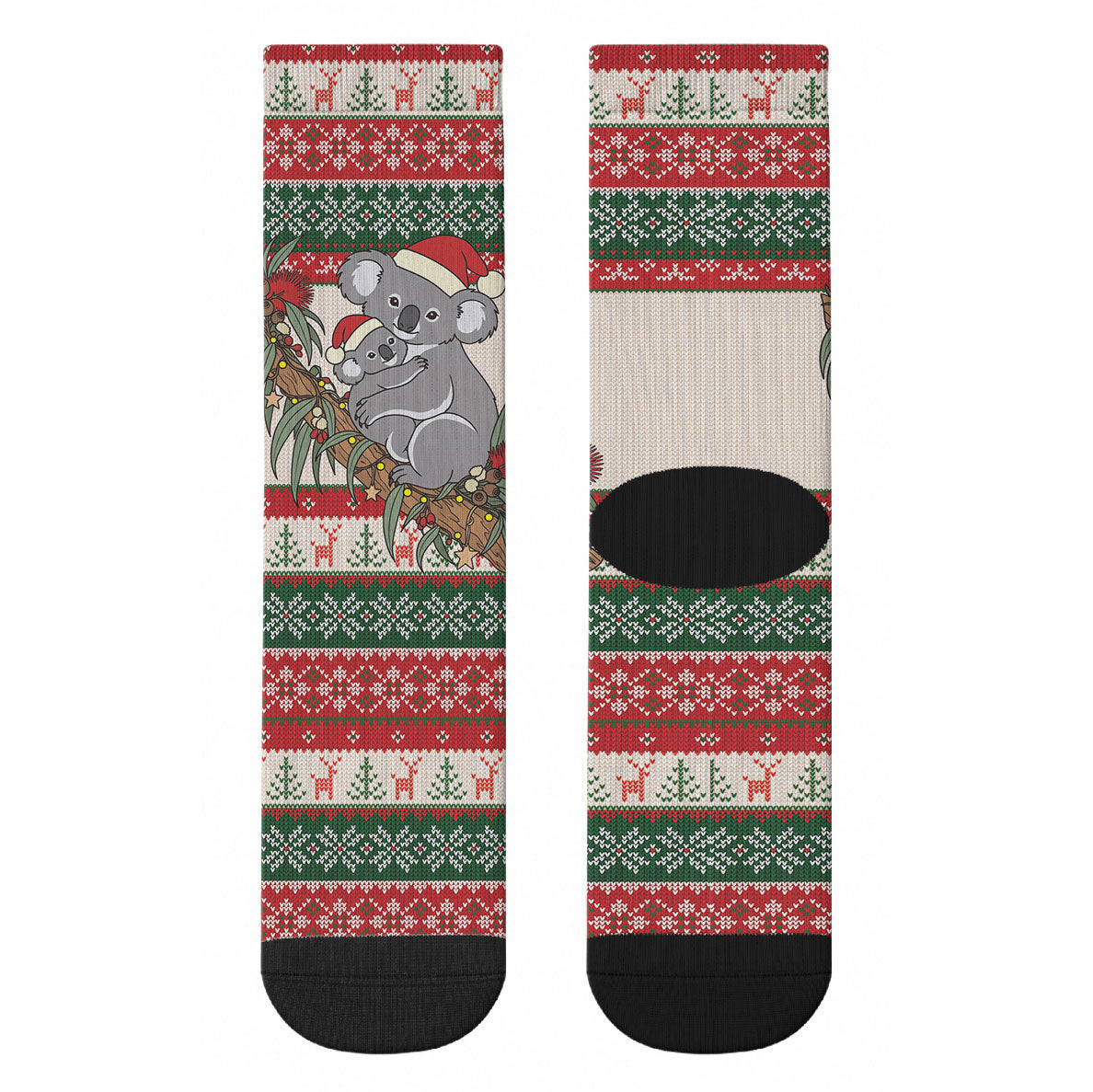 Aussie Koala Mama Christmas Crew Socks Festive Knitted Pattern Inspired
