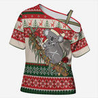 Aussie Koala Mama Christmas Cross Shoulder Shirt Festive Knitted Pattern Inspired
