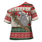 Aussie Koala Mama Christmas Cross Shoulder Shirt Festive Knitted Pattern Inspired