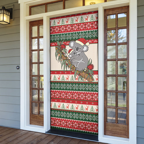 Aussie Koala Mama Christmas Door Cover Festive Knitted Pattern Inspired