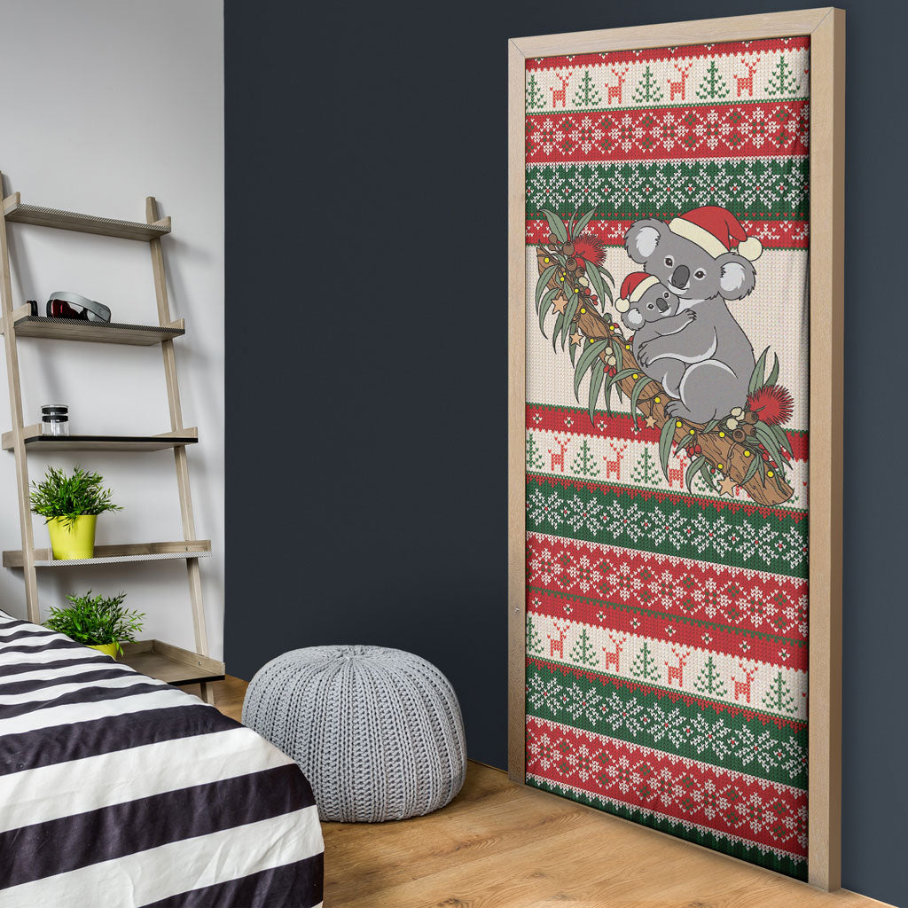 Aussie Koala Mama Christmas Door Cover Festive Knitted Pattern Inspired