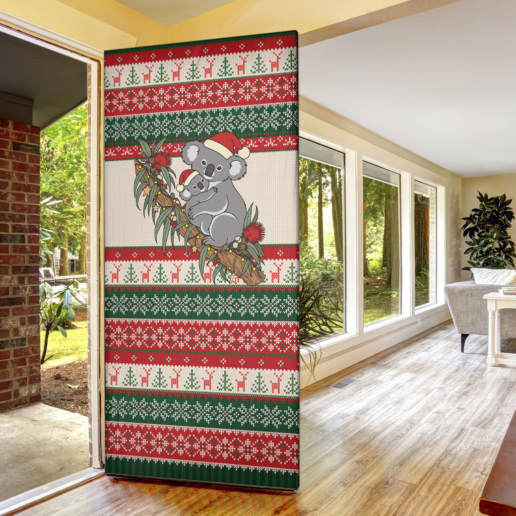 Aussie Koala Mama Christmas Door Cover Festive Knitted Pattern Inspired