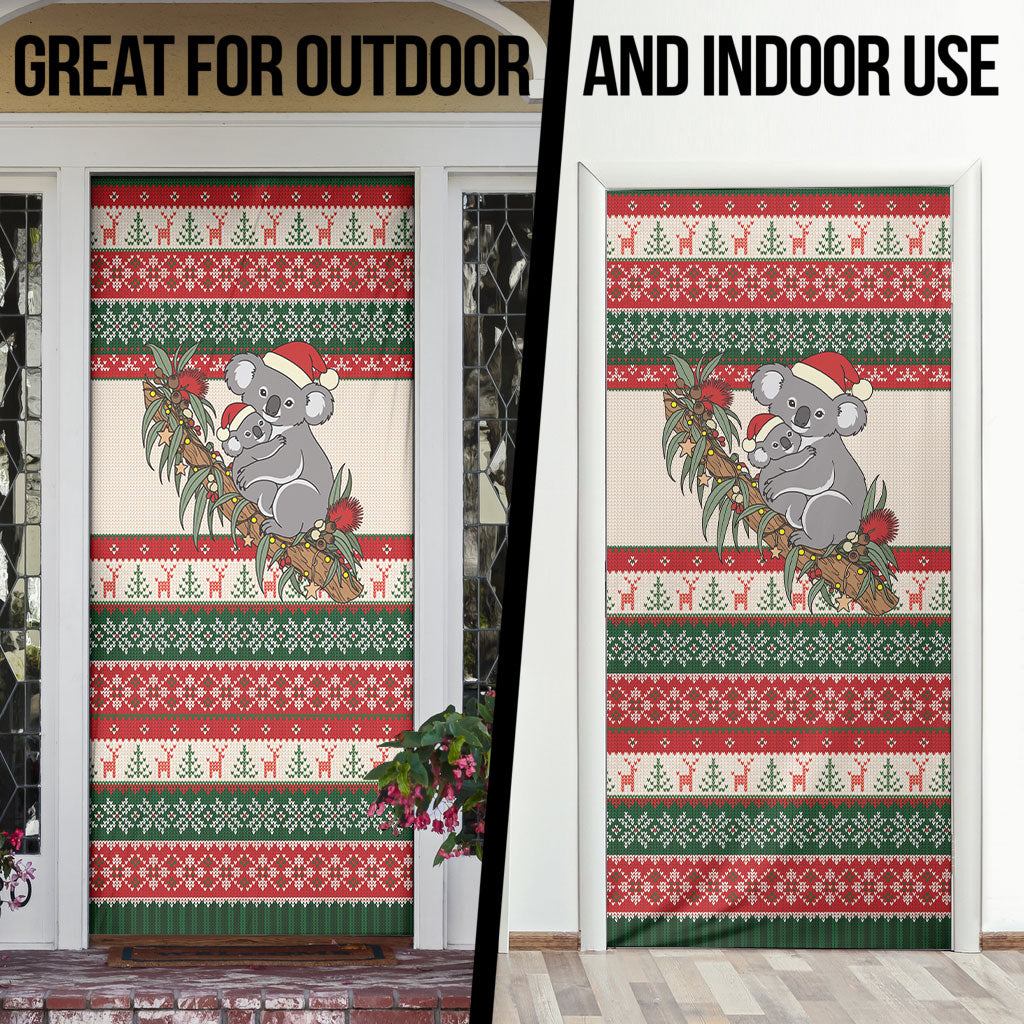 Aussie Koala Mama Christmas Door Cover Festive Knitted Pattern Inspired