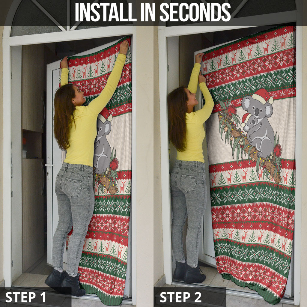 Aussie Koala Mama Christmas Door Cover Festive Knitted Pattern Inspired