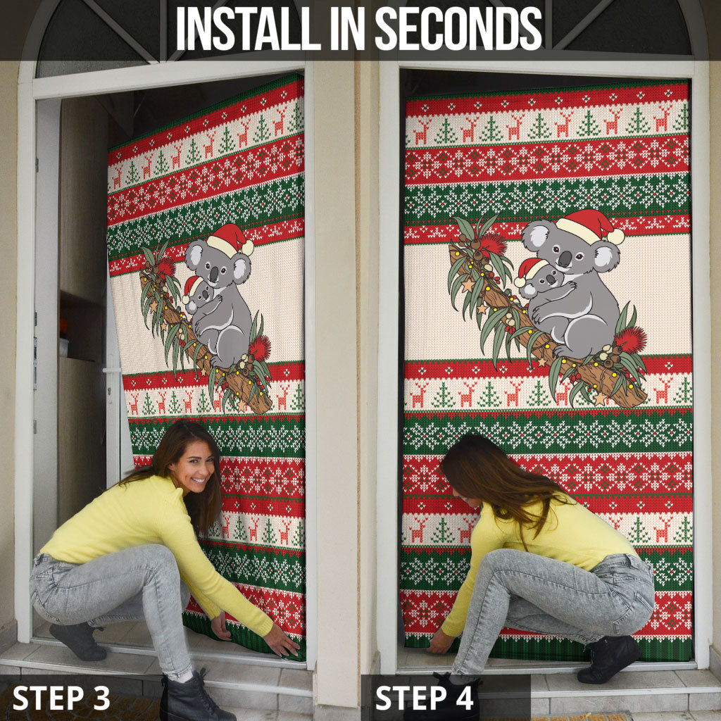 Aussie Koala Mama Christmas Door Cover Festive Knitted Pattern Inspired