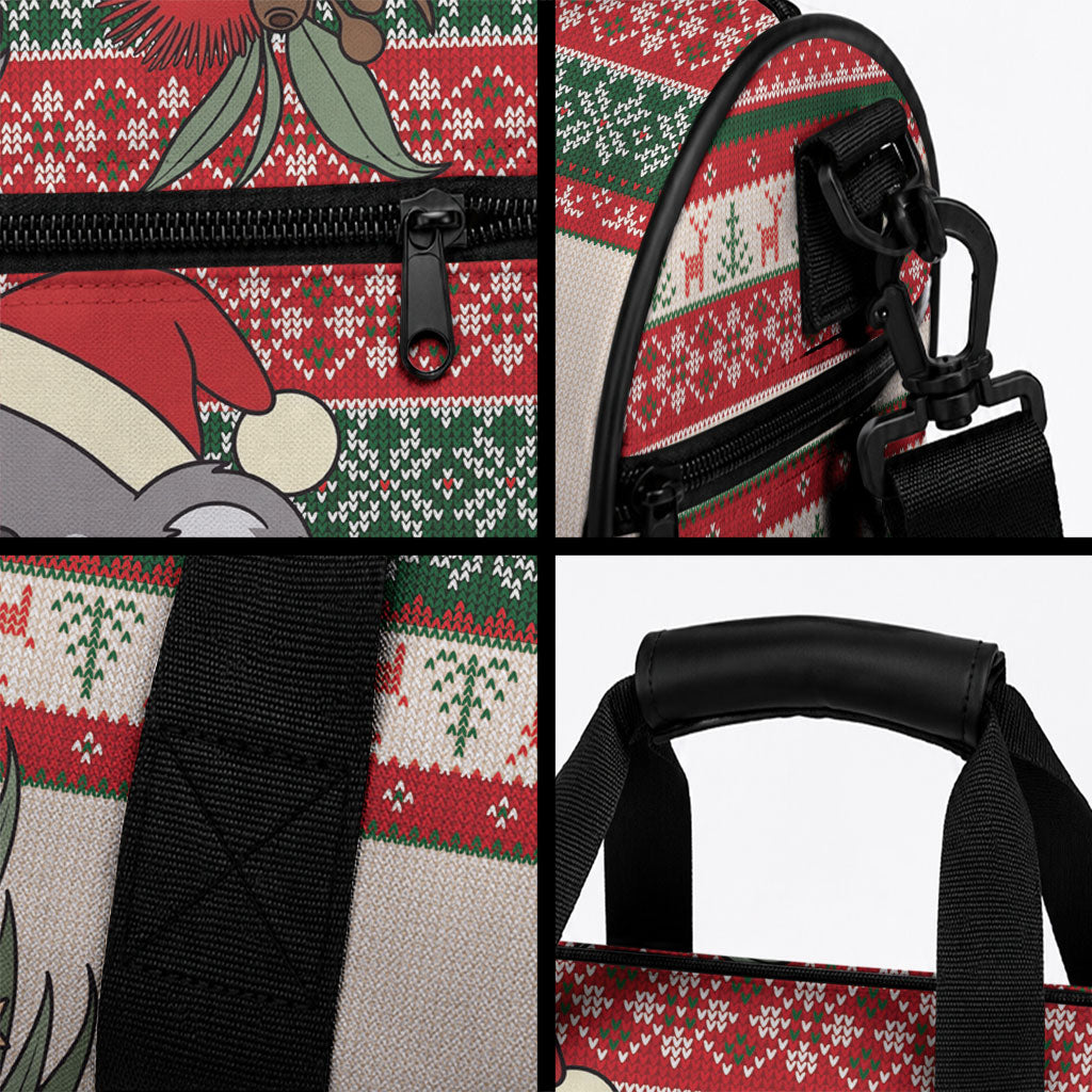 Aussie Koala Mama Christmas Duffle Bag Festive Knitted Pattern Inspired