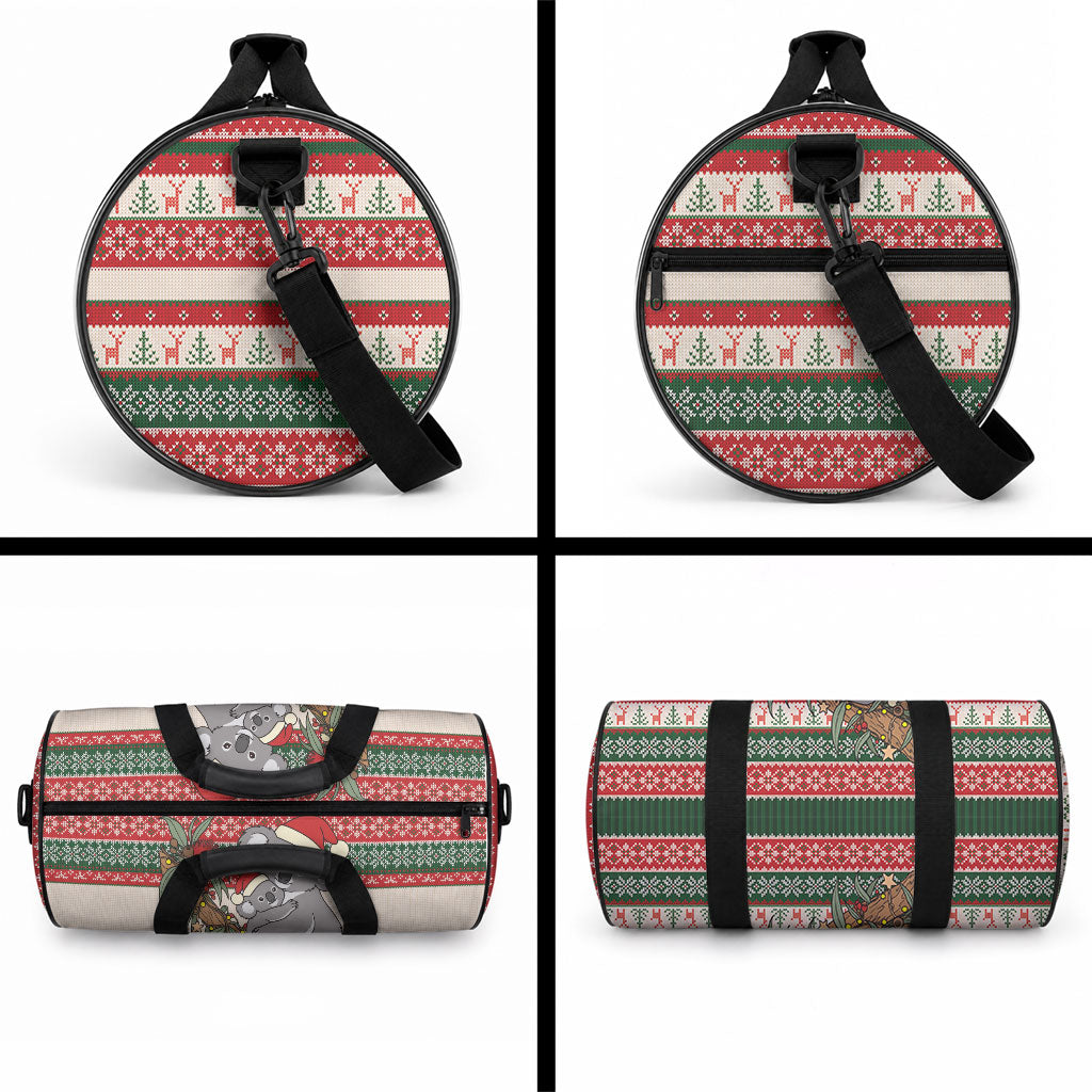 Aussie Koala Mama Christmas Duffle Bag Festive Knitted Pattern Inspired