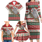 Aussie Koala Mama Christmas Family Matching Long Sleeve Bodycon Dress and Hawaiian Shirt Festive Knitted Pattern Inspired