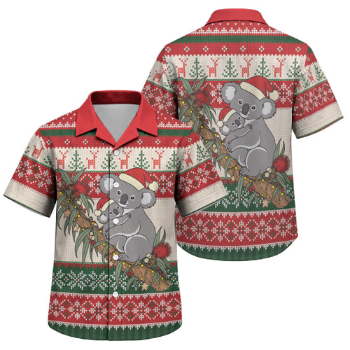 Aussie Koala Mama Christmas Family Matching Mermaid Dress and Hawaiian Shirt Festive Knitted Pattern Inspired