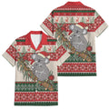 Aussie Koala Mama Christmas Family Matching Off Shoulder Maxi Dress and Hawaiian Shirt Festive Knitted Pattern Inspired