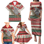 Aussie Koala Mama Christmas Family Matching Puletasi and Hawaiian Shirt Festive Knitted Pattern Inspired