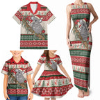 Aussie Koala Mama Christmas Family Matching Tank Maxi Dress and Hawaiian Shirt Festive Knitted Pattern Inspired