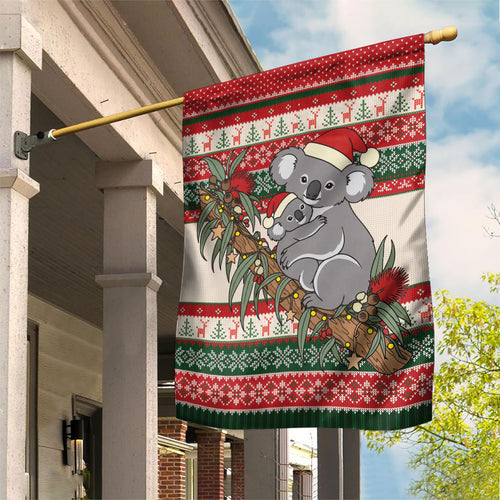 Aussie Koala Mama Christmas Garden Flag Festive Knitted Pattern Inspired