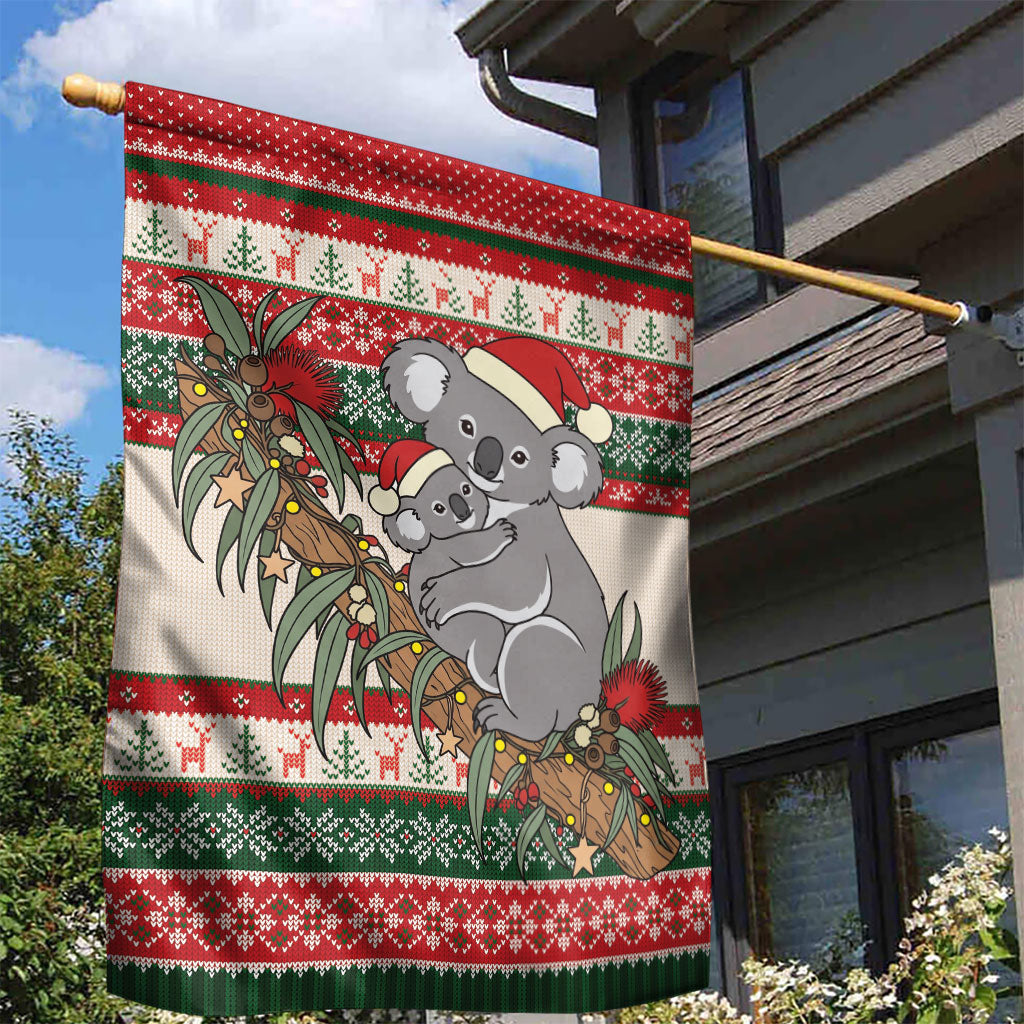 Aussie Koala Mama Christmas Garden Flag Festive Knitted Pattern Inspired