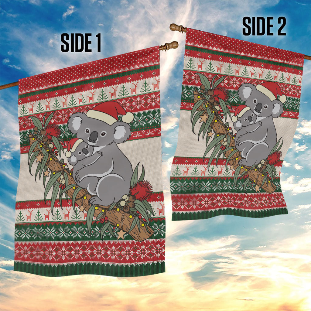 Aussie Koala Mama Christmas Garden Flag Festive Knitted Pattern Inspired
