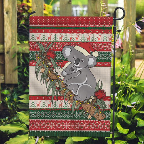 Aussie Koala Mama Christmas Garden Flag Festive Knitted Pattern Inspired
