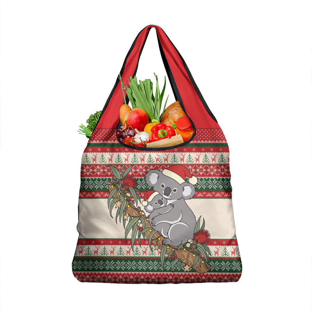 Aussie Koala Mama Christmas Grocery Bag Festive Knitted Pattern Inspired