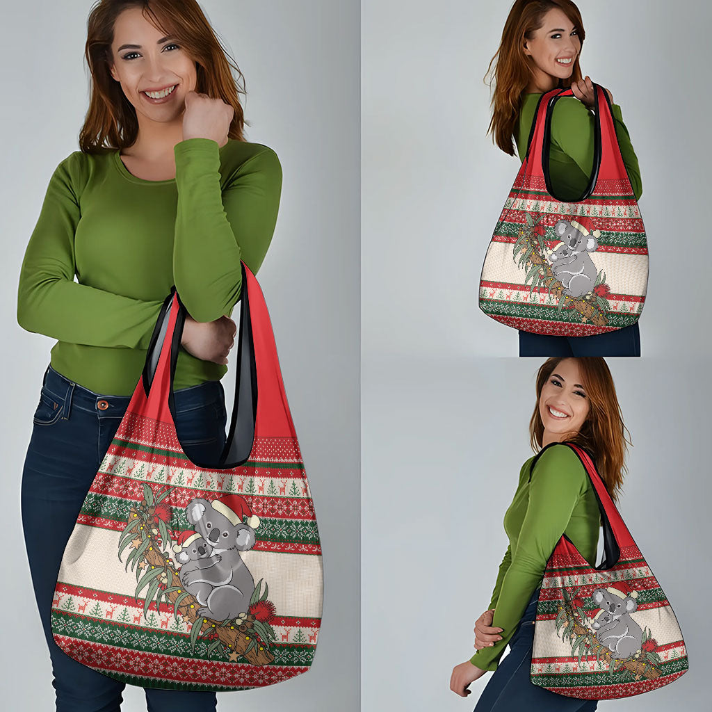 Aussie Koala Mama Christmas Grocery Bag Festive Knitted Pattern Inspired