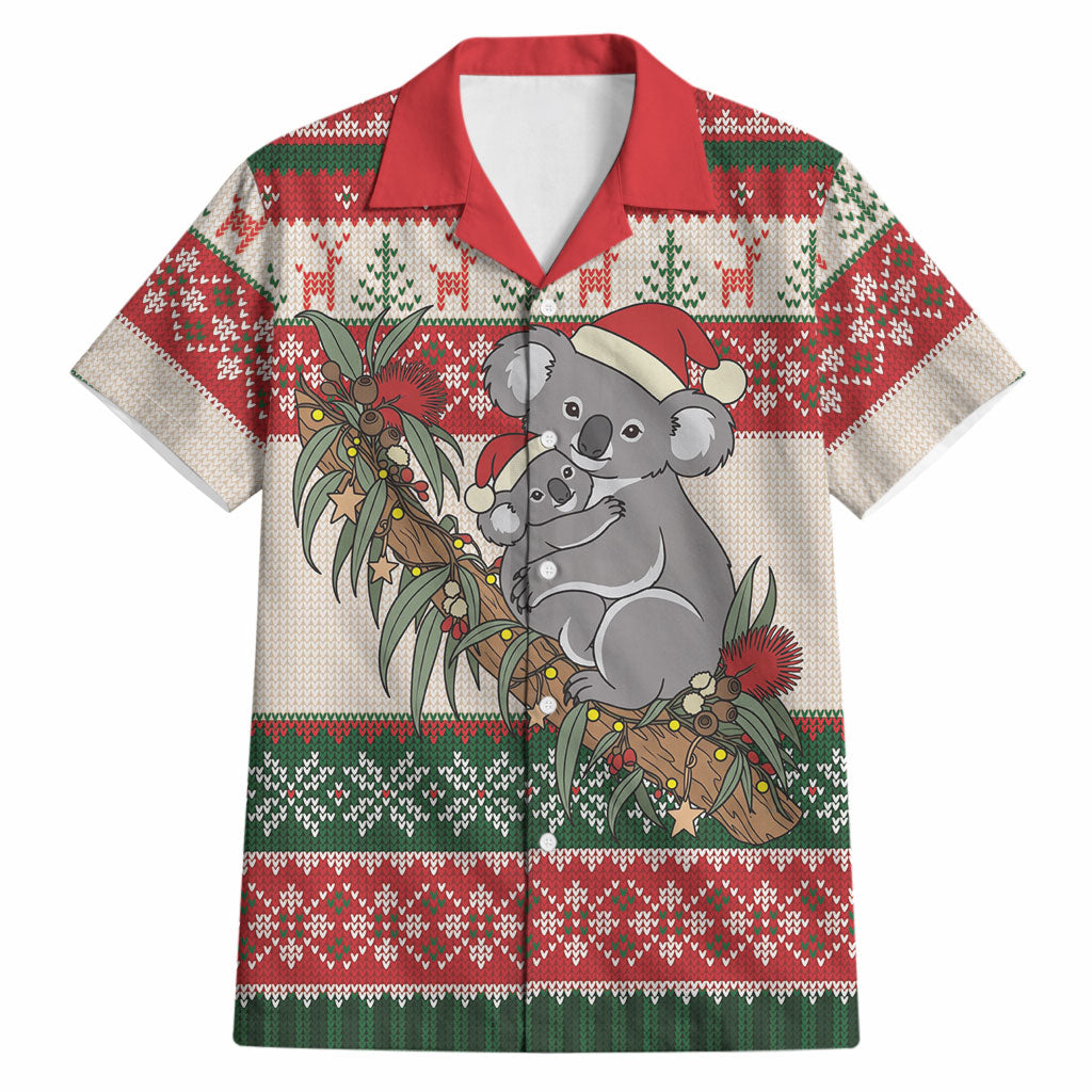 Aussie Koala Mama Christmas Hawaiian Shirt Festive Knitted Pattern Inspired