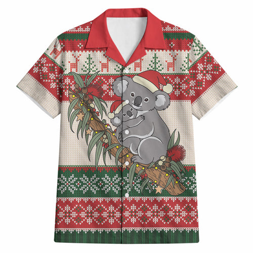 Aussie Koala Mama Christmas Hawaiian Shirt Festive Knitted Pattern Inspired
