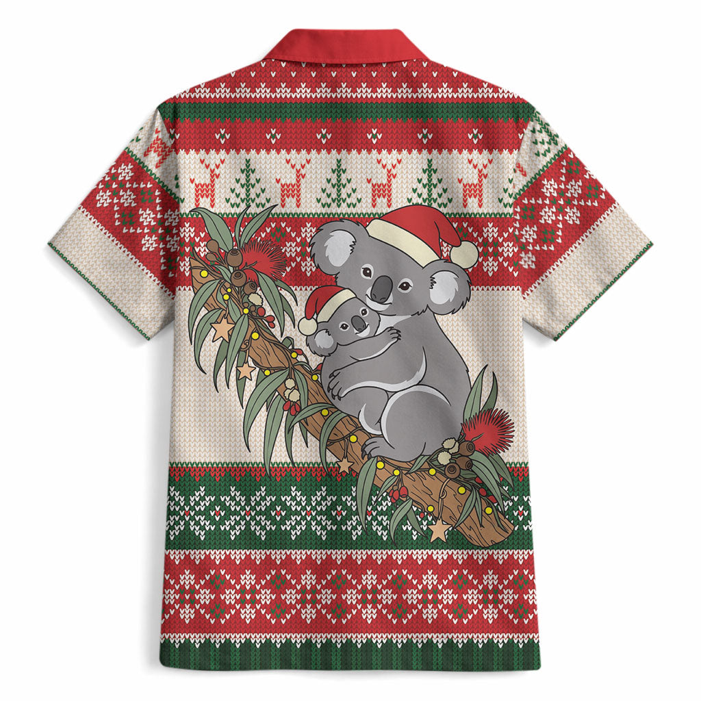 Aussie Koala Mama Christmas Hawaiian Shirt Festive Knitted Pattern Inspired
