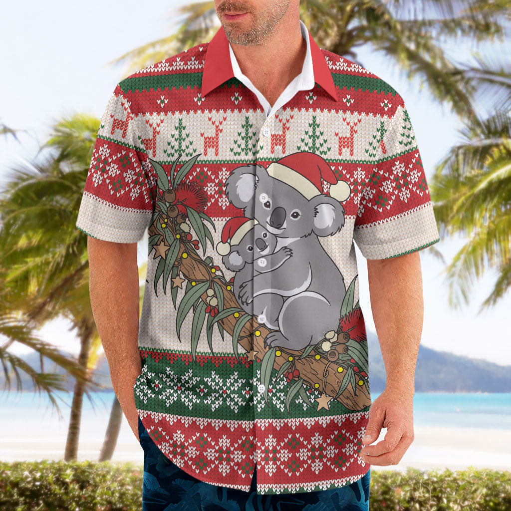 Aussie Koala Mama Christmas Hawaiian Shirt Festive Knitted Pattern Inspired