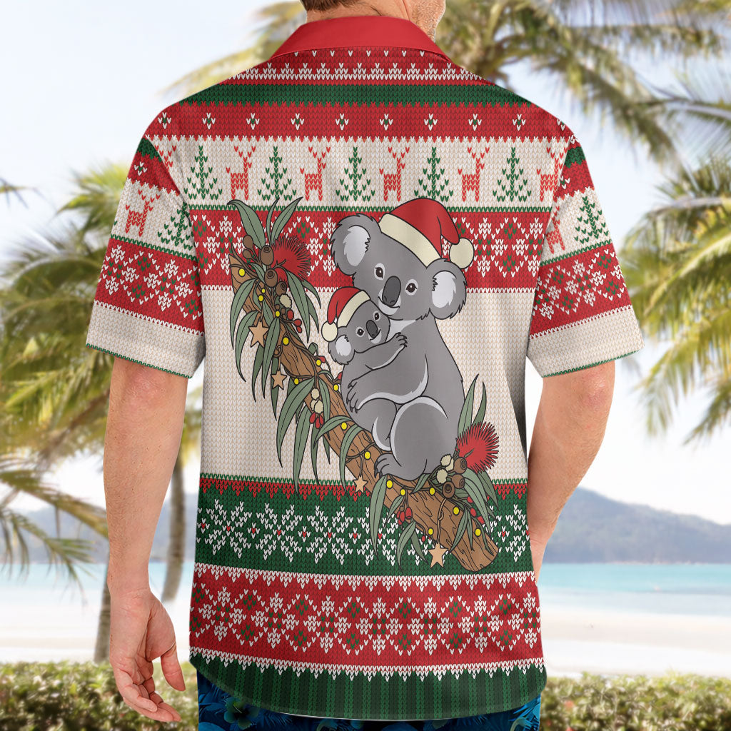 Aussie Koala Mama Christmas Hawaiian Shirt Festive Knitted Pattern Inspired