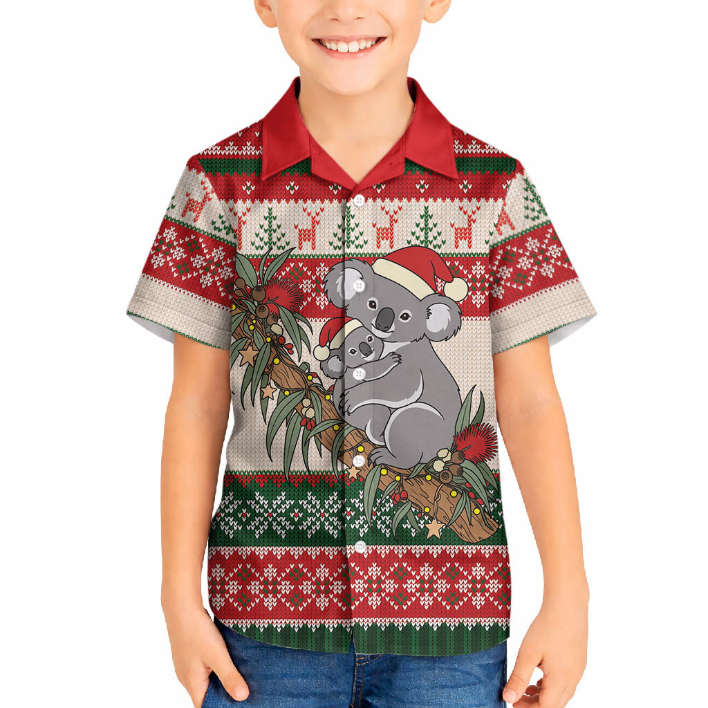 Aussie Koala Mama Christmas Hawaiian Shirt Festive Knitted Pattern Inspired