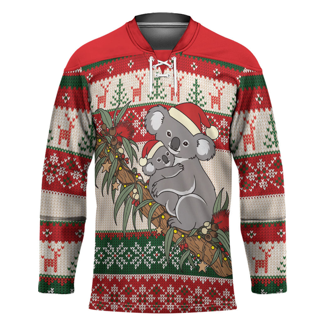Aussie Koala Mama Christmas Hockey Jersey Festive Knitted Pattern Inspired