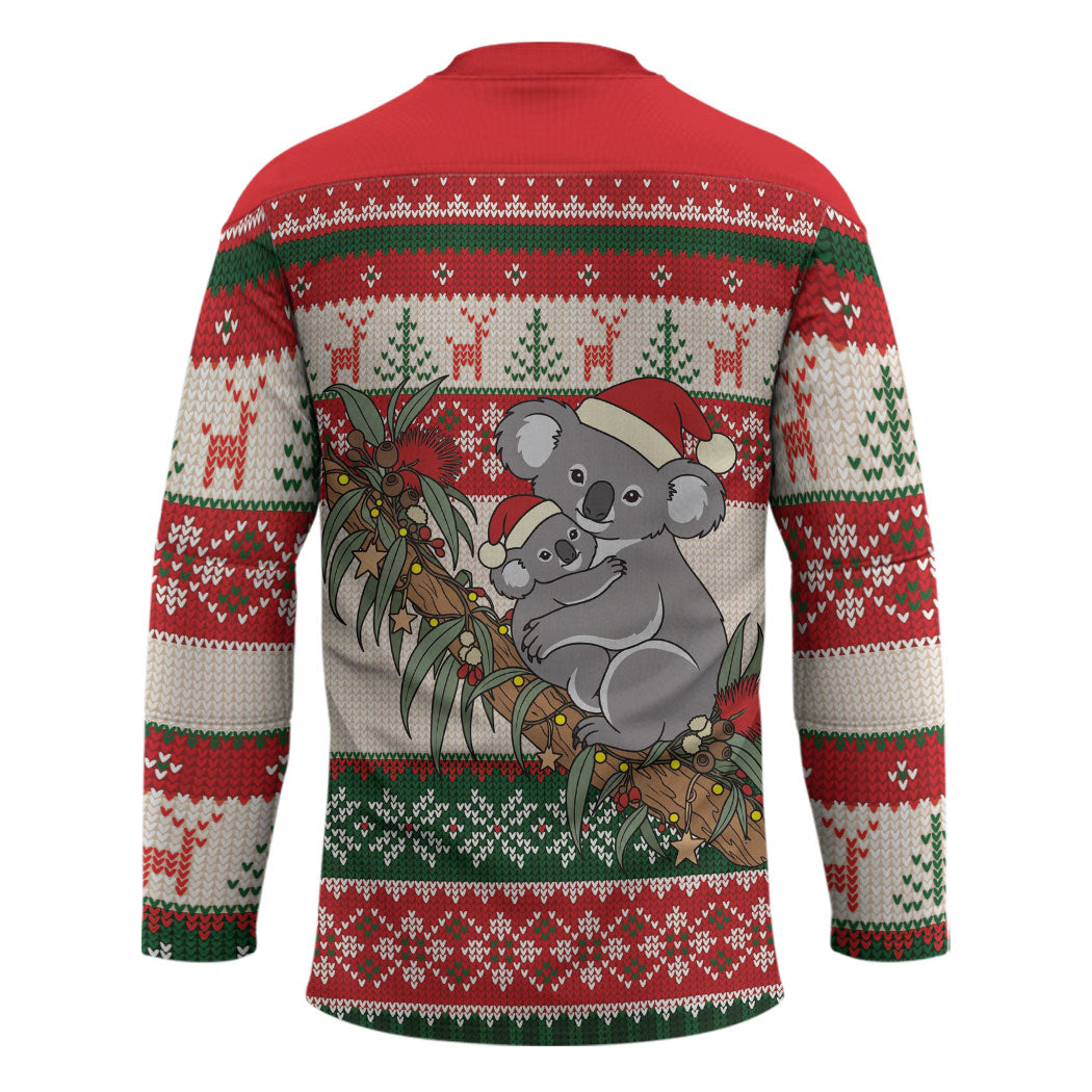 Aussie Koala Mama Christmas Hockey Jersey Festive Knitted Pattern Inspired