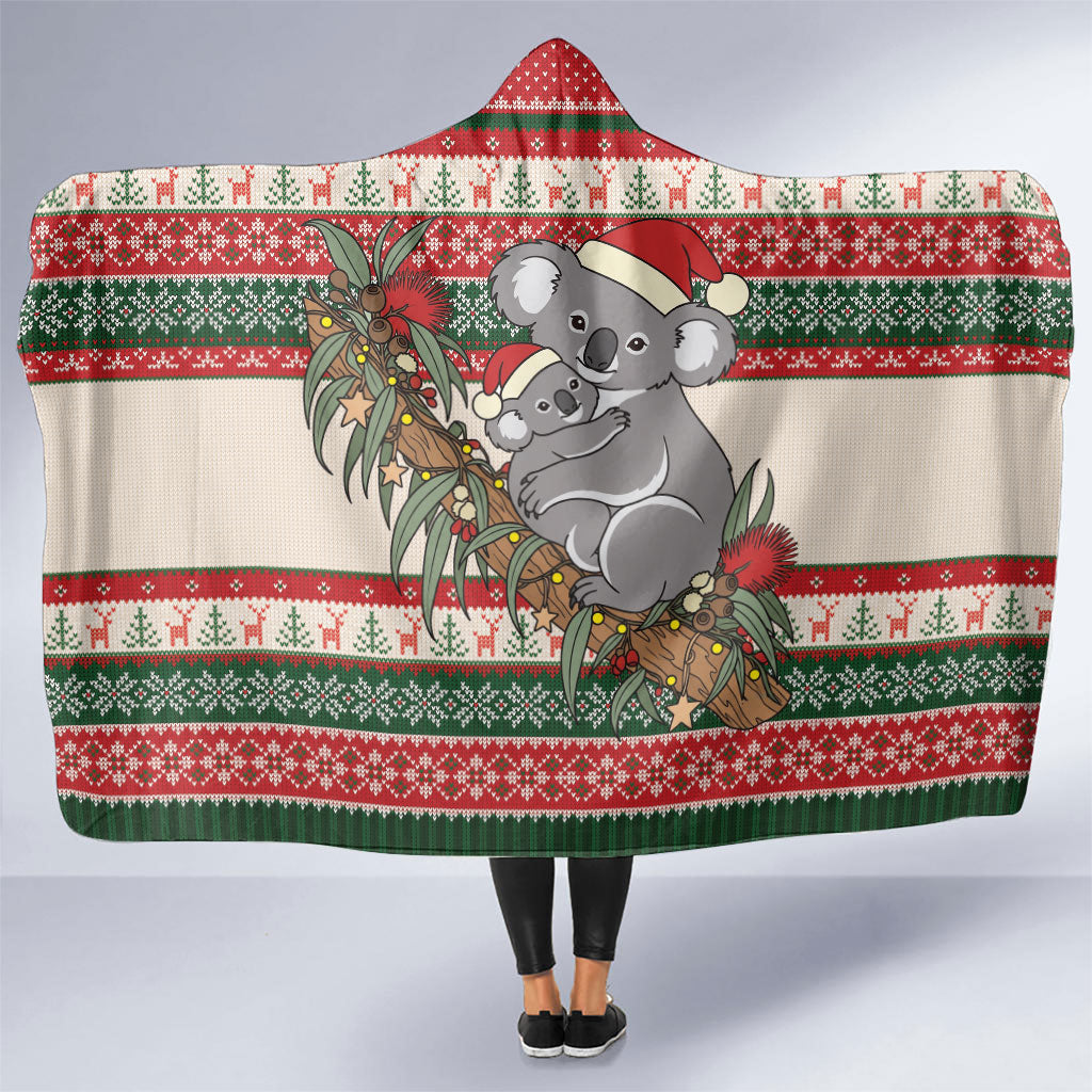 Aussie Koala Mama Christmas Hooded Blanket Festive Knitted Pattern Inspired