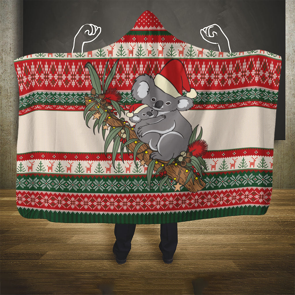 Aussie Koala Mama Christmas Hooded Blanket Festive Knitted Pattern Inspired