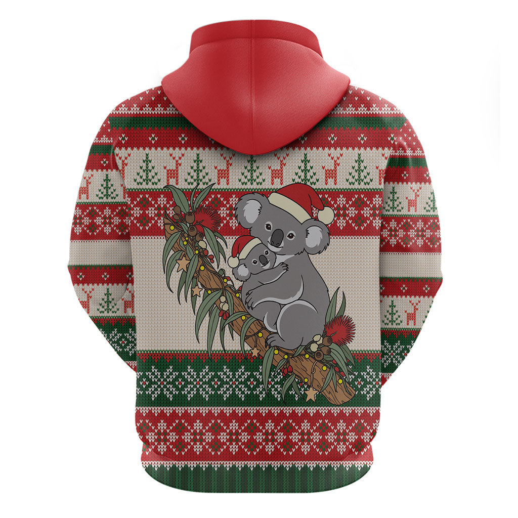 Aussie Koala Mama Christmas Hoodie Festive Knitted Pattern Inspired