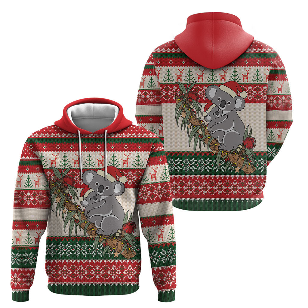 Aussie Koala Mama Christmas Hoodie Festive Knitted Pattern Inspired