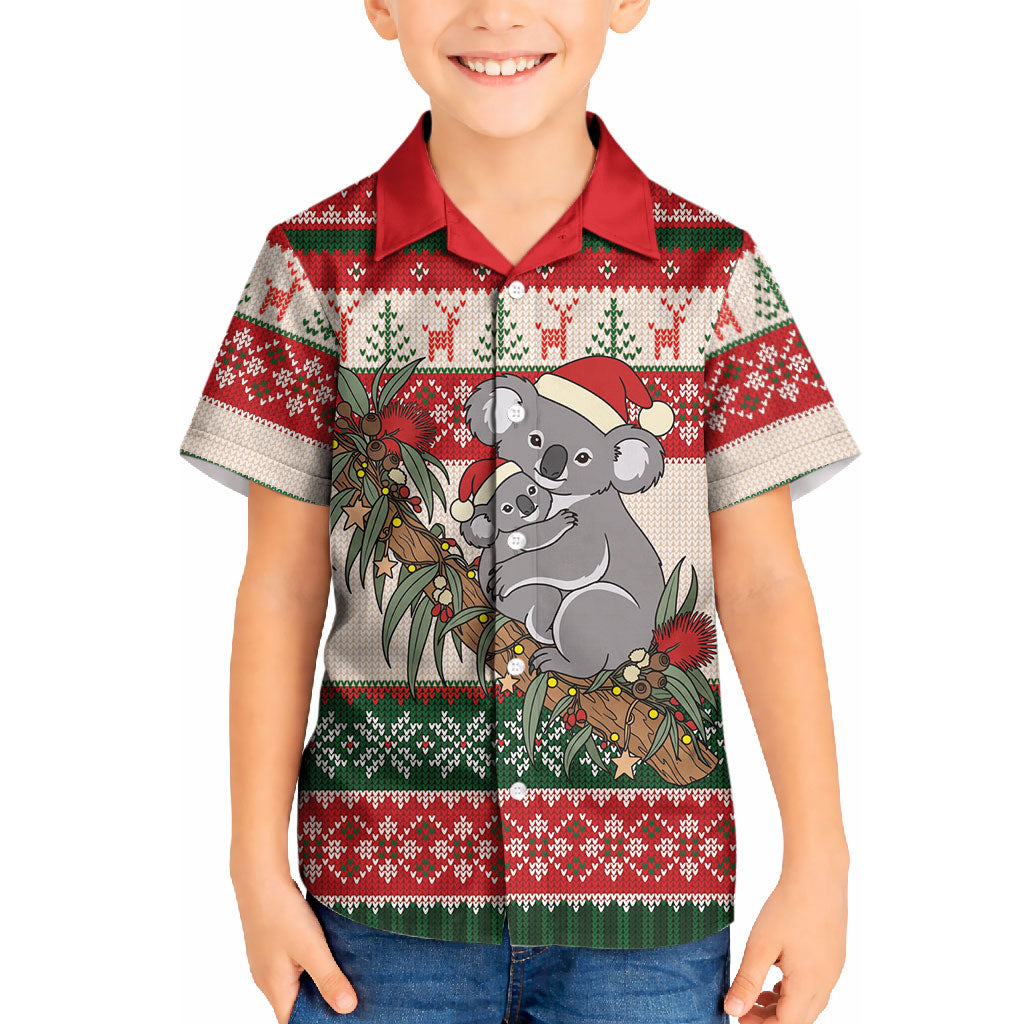 Aussie Koala Mama Christmas Kid Hawaiian Shirt Festive Knitted Pattern Inspired