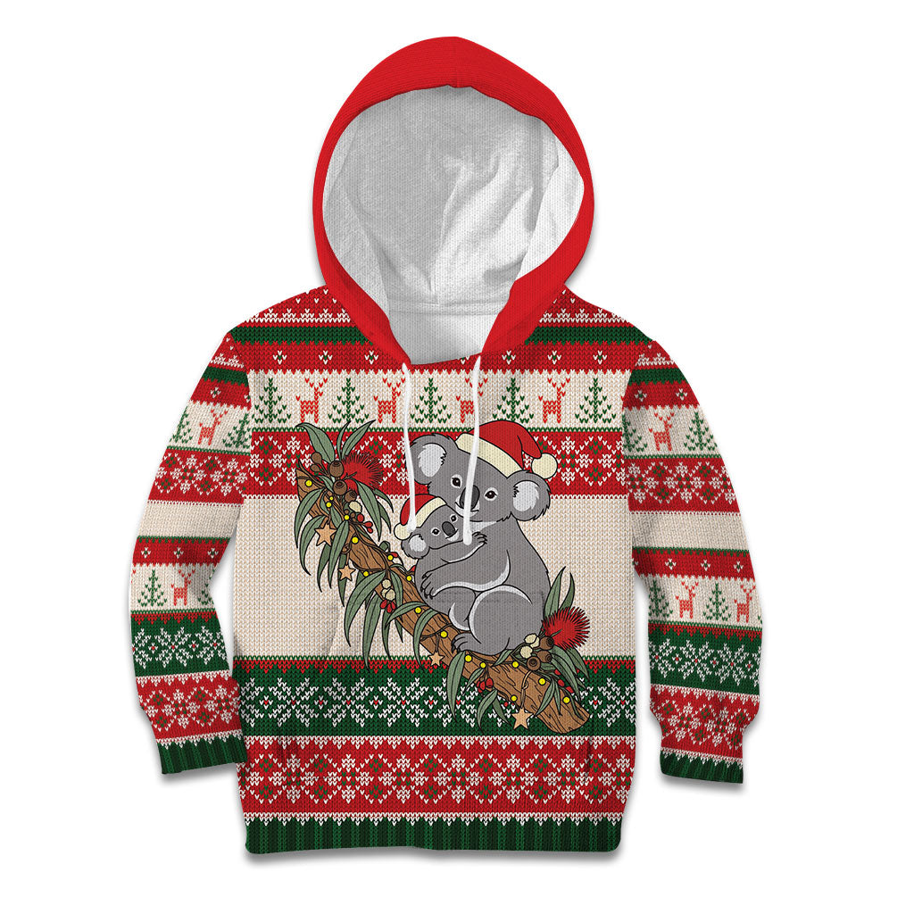 Aussie Koala Mama Christmas Kid Hoodie Festive Knitted Pattern Inspired