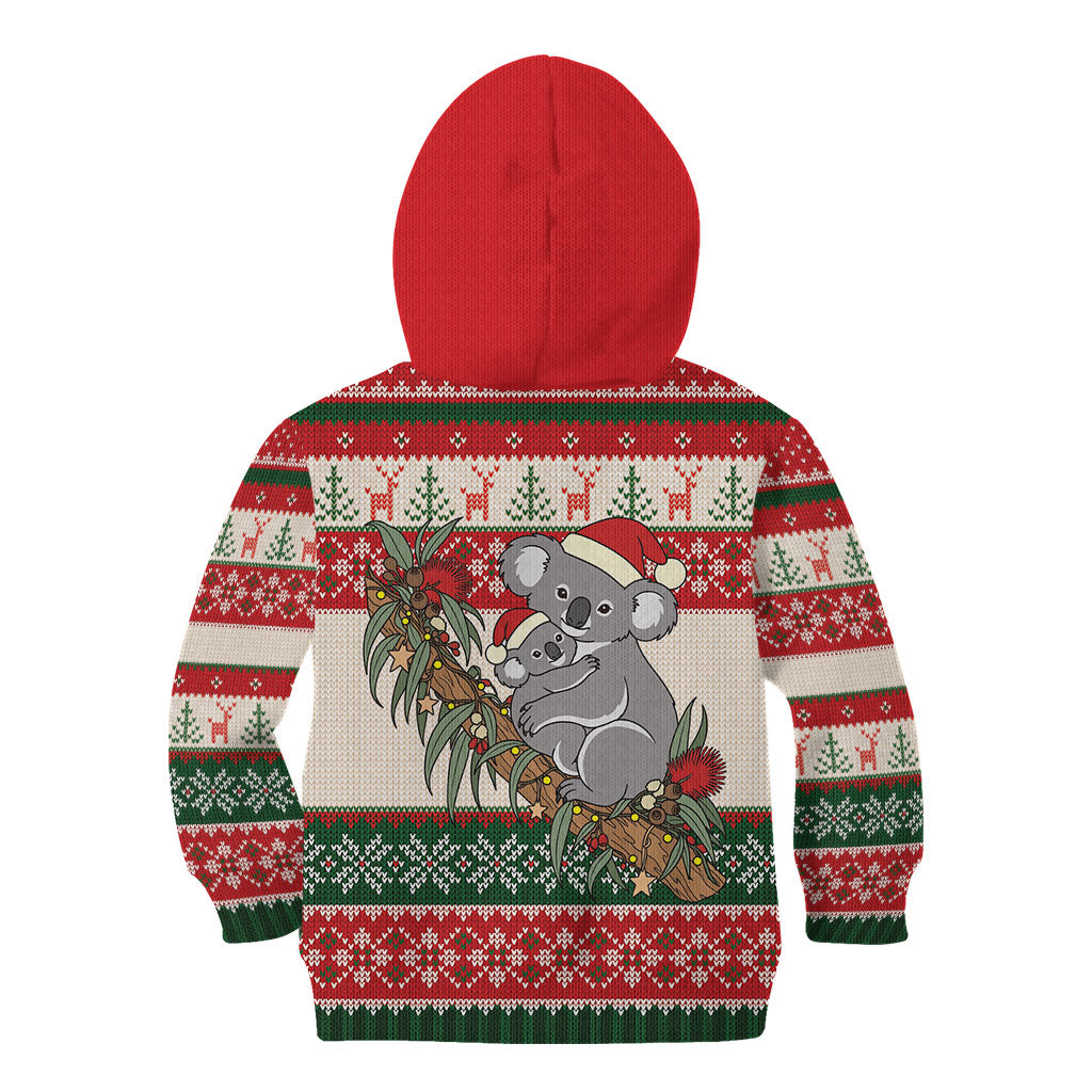 Aussie Koala Mama Christmas Kid Hoodie Festive Knitted Pattern Inspired