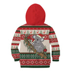 Aussie Koala Mama Christmas Kid Hoodie Festive Knitted Pattern Inspired