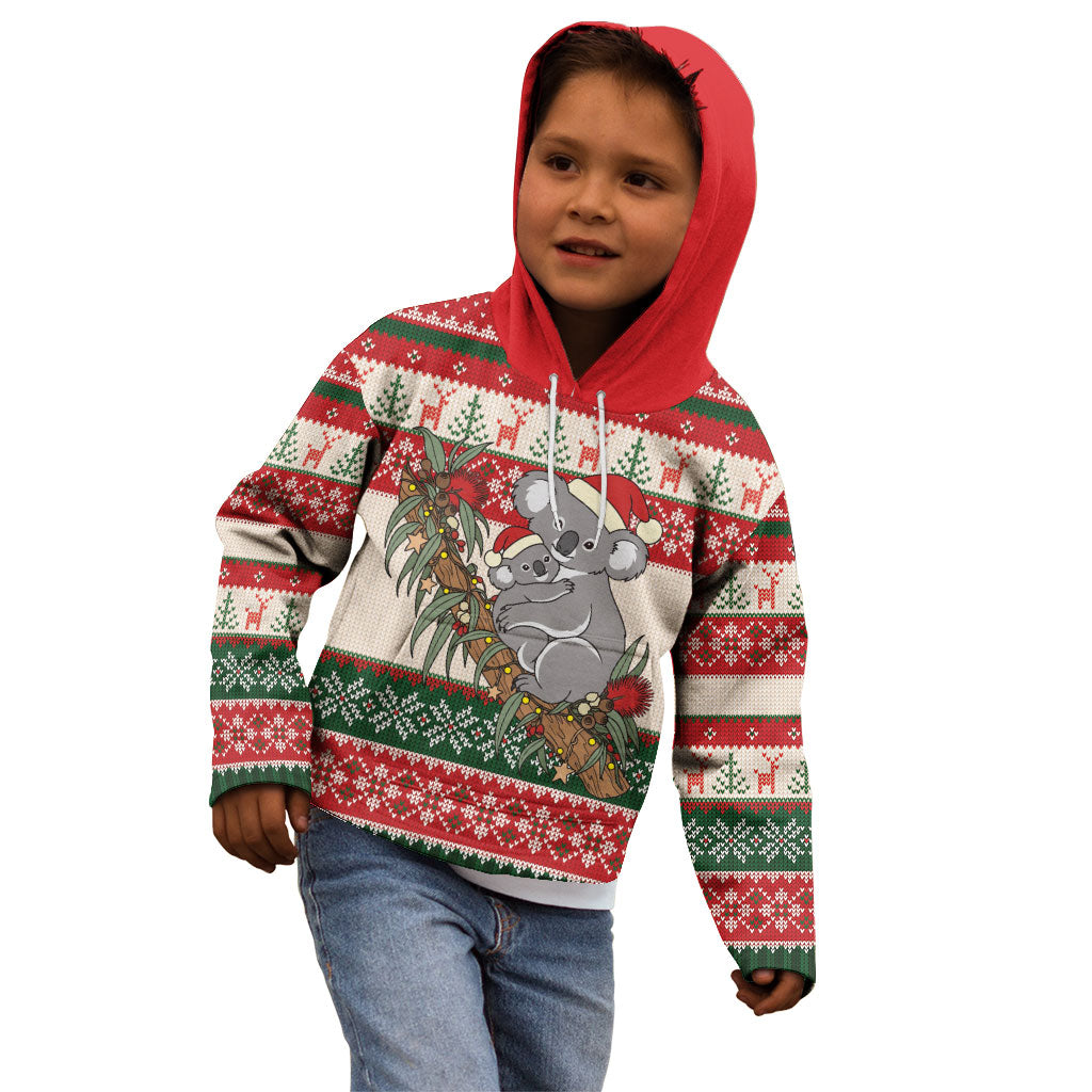 Aussie Koala Mama Christmas Kid Hoodie Festive Knitted Pattern Inspired