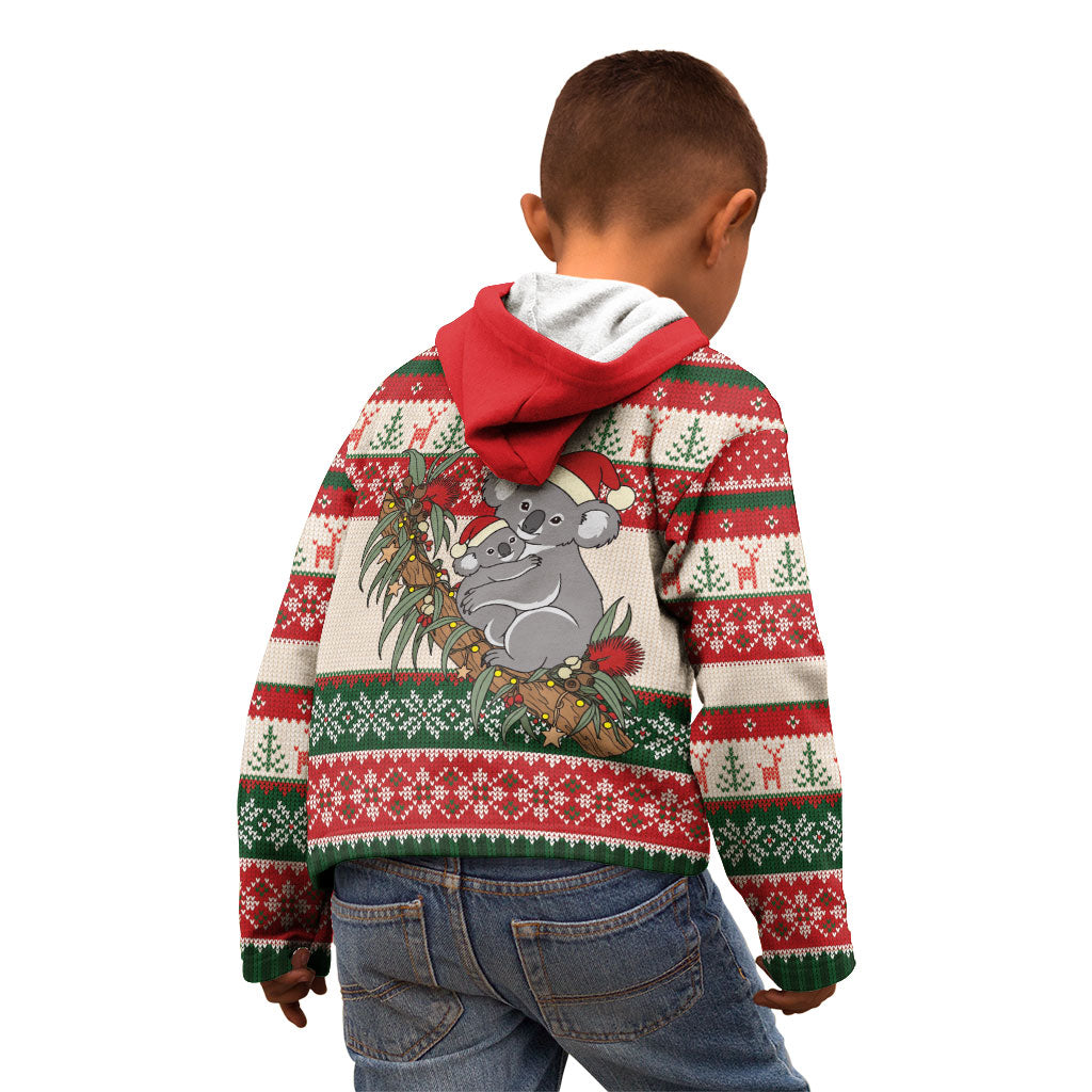 Aussie Koala Mama Christmas Kid Hoodie Festive Knitted Pattern Inspired