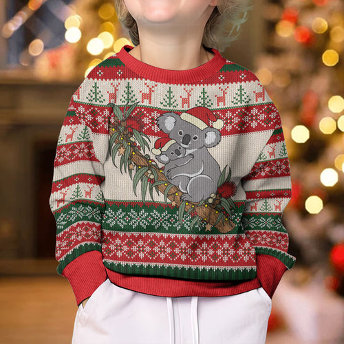 Aussie Koala Mama Christmas Kid Ugly Christmas Sweater Festive Knitted Pattern Inspired